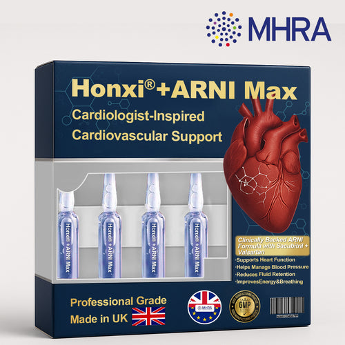 Honxi® +ARNI Max Cardiovascular Support Oral Solution Clinically-backed natural formula for heart function and blood pressure management Professional-grade • Complete transparency • MHRA-registered facility