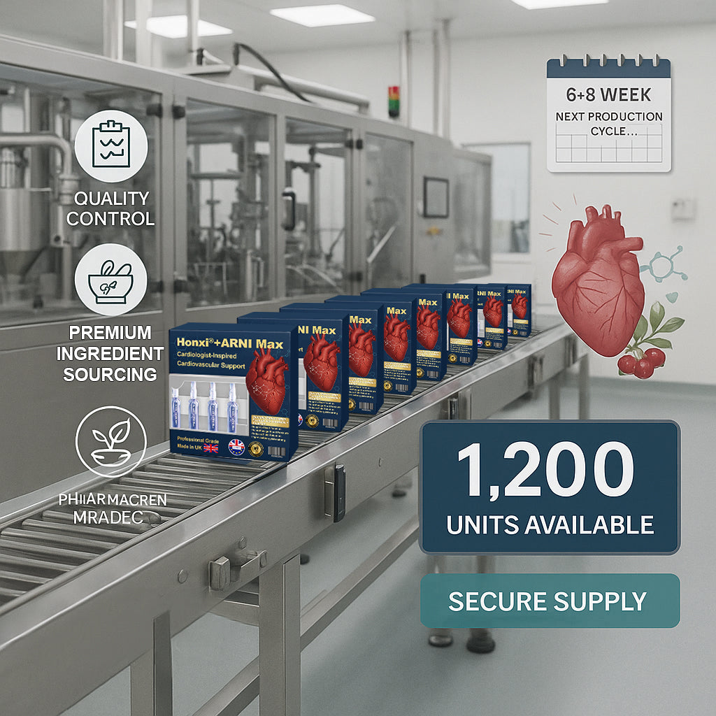 Honxi® +ARNI Max Cardiovascular Support Oral Solution Clinically-backed natural formula for heart function and blood pressure management Professional-grade • Complete transparency • MHRA-registered facility